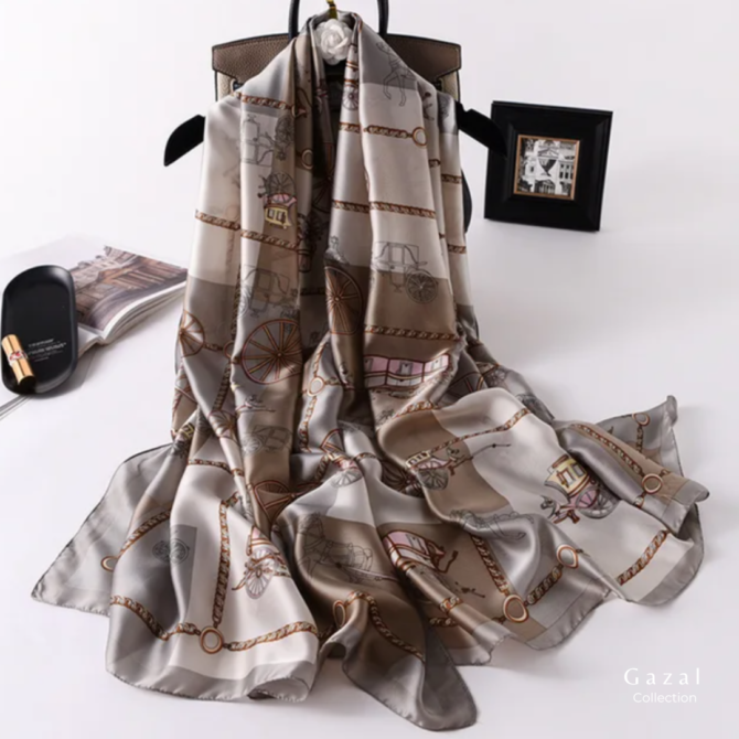 Victorian Carriage Grey Scarf – Luxury Women’s Hijab Collection