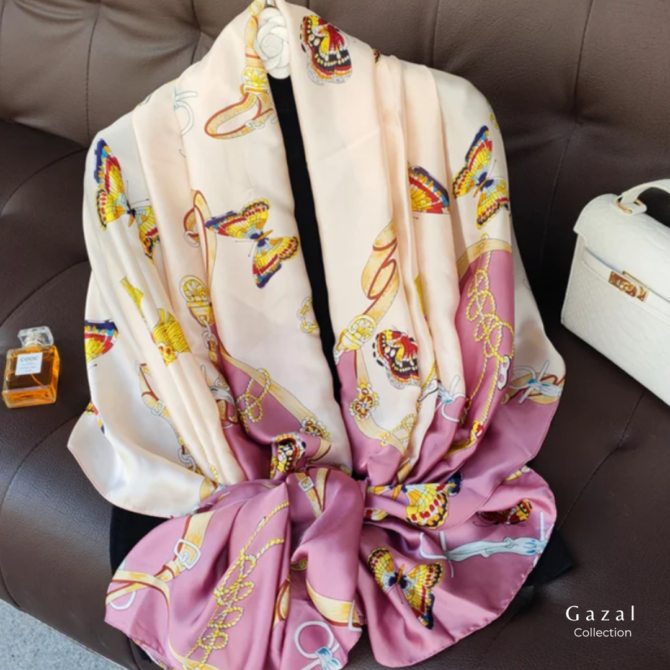 breathtaking Butterfly pink Scarf – Luxury Women’s Hijab Collection