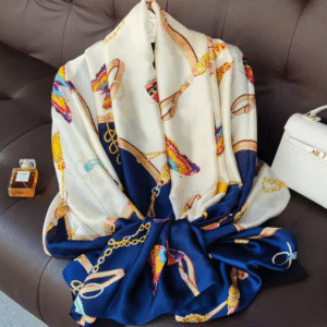 1-Breathtaking Butterfly Blue Silk Scarf