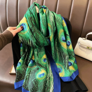 1-Peacock Pride Silk Scarf