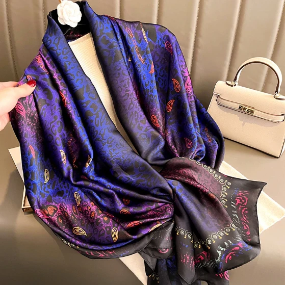 Midnight Majesty Royal Blue Silk Scarf