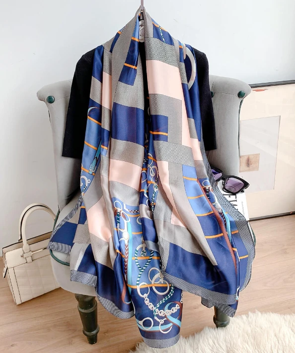 Wild Blue Nautical Elegance Silk Scarf